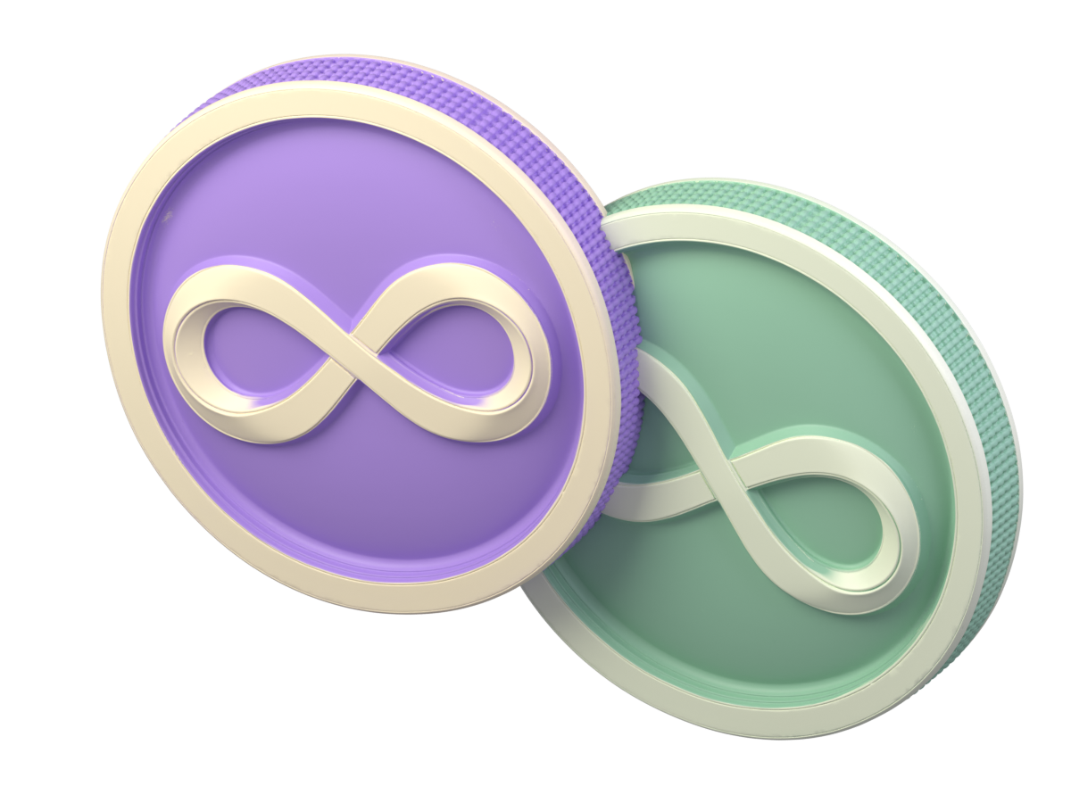 Interactive lavender and mint IMG coins